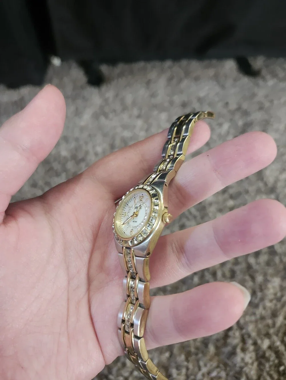 Relic Two-Tone Gold and Silver Ladies Crystal Bracelet Watch